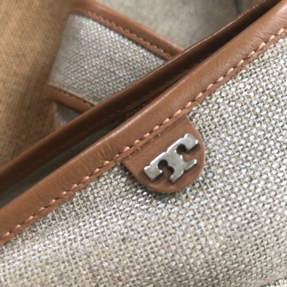 TORY BURCH Majorca Espadrille Wedge Sz 7.5/38 Peep Toe Beige Silver - Picture 10 of 10